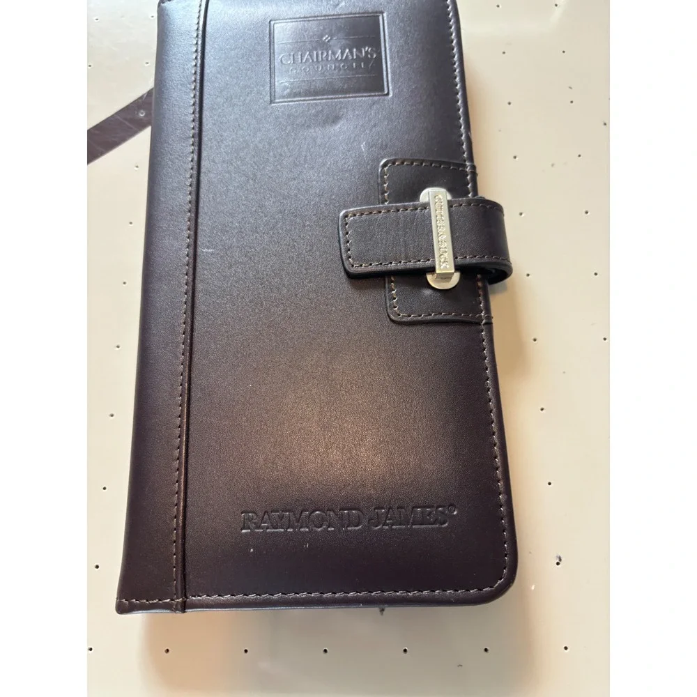 Cutter & Buck Brown Leather Travel Wallet Organizer Chairmans Council Embossed
